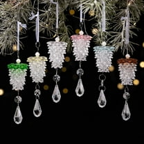 Fwttom Crystal Ornaments Christmas Tree Decoration - Acrylic Ice Crystal Pinecone Hanging Snowflakes Decorations, Glass Christmas Ornaments for Winter, Holidays, Xmas, Festivals