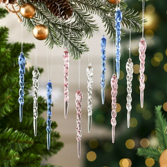Fwttom Crystal Ornaments Christmas Tree Decoration - Acrylic Icicles Ice Shards Hanging Snowflakes Decorations, Glass Christmas Ornaments for Winter, Holidays, Xmas, Festivals
