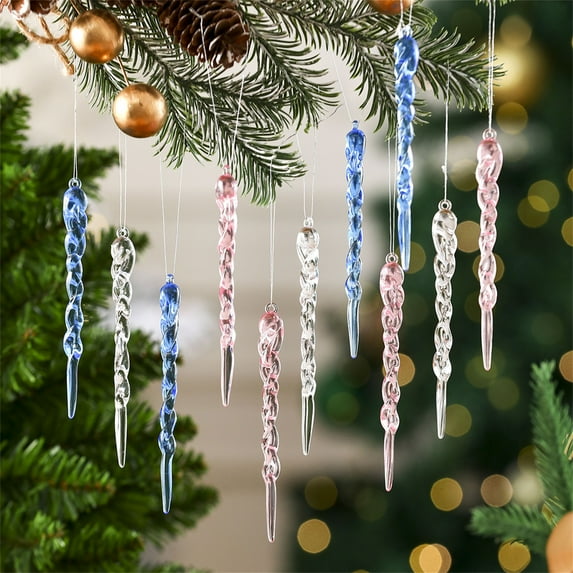 Fwttom Crystal Ornaments Christmas Tree Decoration - Acrylic Icicles Ice Shards Hanging Snowflakes Decorations, Glass Christmas Ornaments for Winter, Holidays, Xmas, Festivals