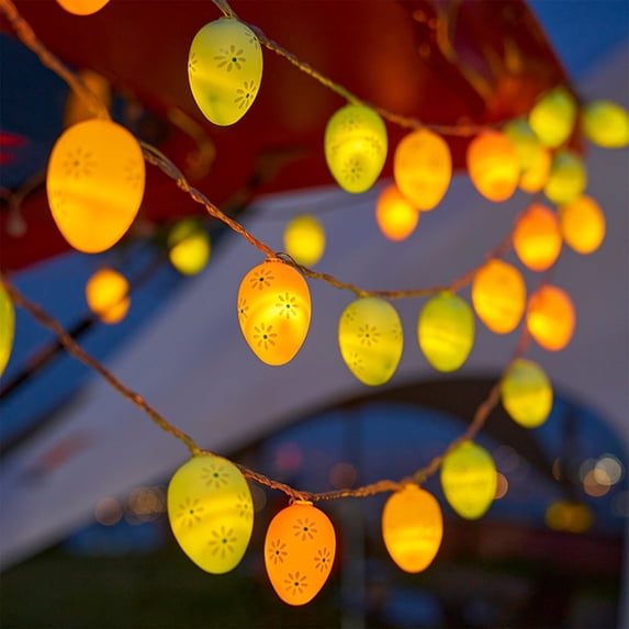Fwttom Easter Eggs String Lights - Shatterproof LED Light Bulbs Battery Operated Outdoor Indoor String Lights for Porches Stairs Gardens Trees Wreath, 118 inch