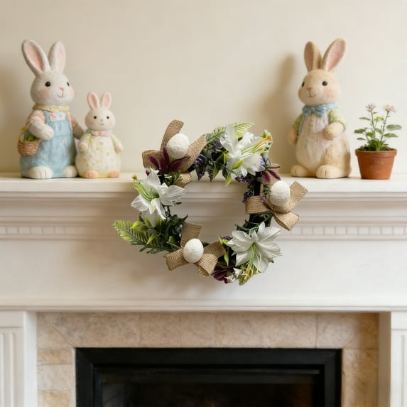 Fwttom Easter Wreath, Easter Decorations with Colored Egg Design, Holiday Spring Wreaths for Front Door, Patio & Porch, Multicolor