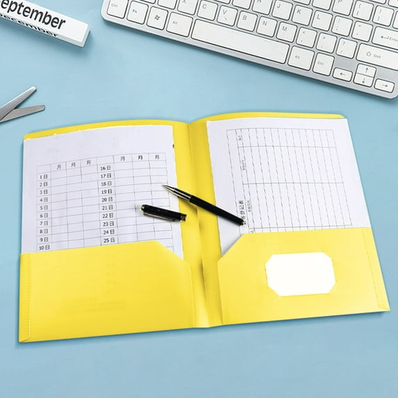 Fwttom File Folders with Pockets, Heavy Duty Letter Size Poly Plastic Pocket Folders for Documents, Multi-Purpose Colored File Storage Clip for Office Business & Home Organization, Yellow