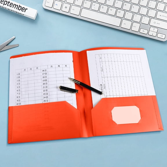 Fwttom File Folders with Pockets, Heavy Duty Letter Size Poly Plastic Pocket Folders for Documents, Multi-Purpose Colored File Storage Clip for Office Business & Home Organization, Orange