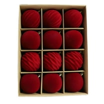 Fwttom Flocked Christmas Ball Ornaments 12 Pcs - 3 inch Large Shatterproof Velvet Christmas Balls Textured Decorations Indoor, Vintage Holiday Party Hanging Ornaments for Xmas Tree Wreath