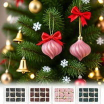 Fwttom Flocked Christmas Balls Set of 12 - Shatterproof Christmas Ball Ornaments with Hanging Loops for Xmas Tree Indoor Holiday Festive Decor, Pink 2"