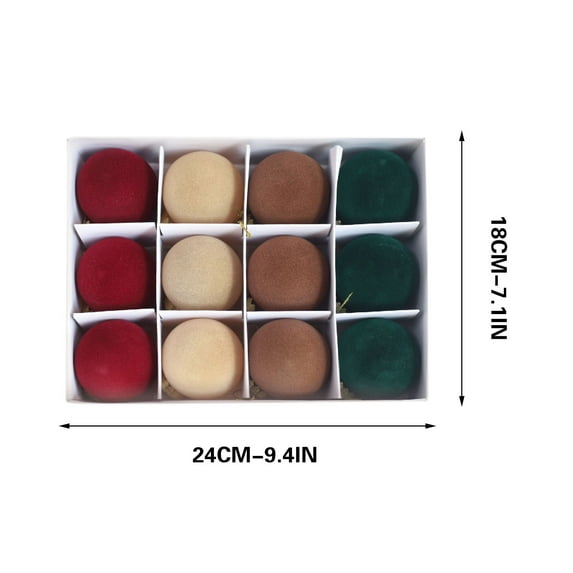 Fwttom Flocked Christmas Balls Set of 12 - Shatterproof and Durable Holiday Christmas Tree Ball Ornaments for Indoor Decor, Wedding, and Party Celebration Displays, 2"