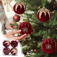 thumbnail image 1 of Fwttom Flocked Christmas Balls Set of 4 - Large Shatterproof Xmas Tree Ball Ornaments Soft Furry Christmas Decorations Indoor Holiday Party Home Decor, 3" Red, 1 of 6