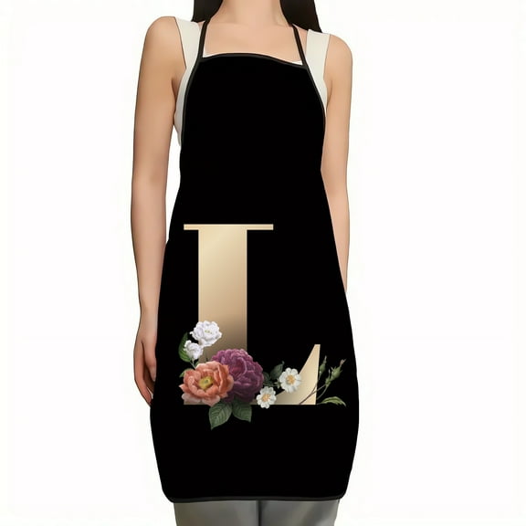 Fwttom Funny Alphabet Kitchen Apron - Waterproof Adjustable Bib with Pockets for Men Women, Chef Aprons for Cooking Gardening Painting Baking Restaurant