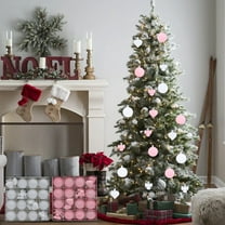 Fwttom Furry Christmas Balls Set of 32 - Deluxe Shatterproof Christmas Ball Ornaments, Xmas Tree Hanging Ornaments with Hanging Loop, Holiday Wedding Christmas Decor Party Supplies, 2", Pink