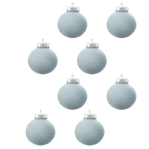 Fwttom Furry Christmas Balls Set of 8 - Deluxe Shatterproof Christmas Ball Ornaments, Xmas Tree Hanging Ornaments with Hanging Loop, Holiday Wedding Christmas Decor Party Supplies, 3", Blue