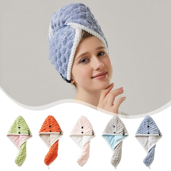 Fwttom Hair Towel Wrap for Women, Super Soft Microfiber Hair Towels with Dual-Color Double-Sided Design, Thickened Long Hair Dry Cap for Bathroom Wrap, Wipe & Absorb Moisture