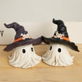 thumbnail image 1 of Fwttom Halloween Ghosts Figurine, Cute Halloween Decor Resin Crafts Ornaments Adorable Spooky Friendly Ghost Statue with Witch Hat for Halloween Decorations Indoor, 1 of 4