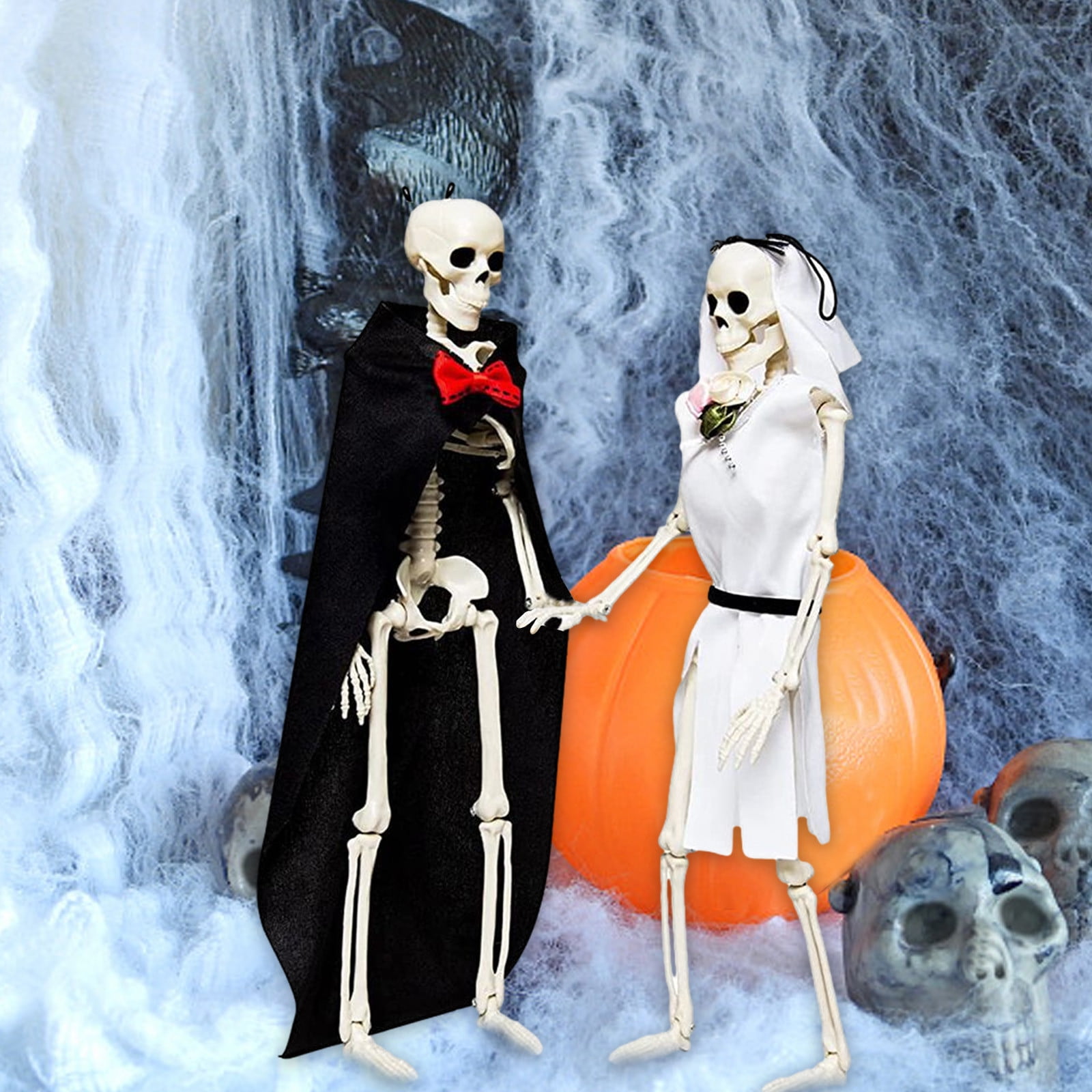 Fwttom Halloween Skeleton Decor, Scary Human Posable Skeleton Room ...