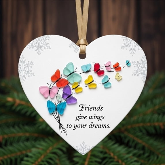 Fwttom Heart-Shaped Sea Glass Friendship Ornaments - Acrylic Ornaments Best Friend Gifts Hanging Christmas Decorations, Best Friends Forever, 3 inch