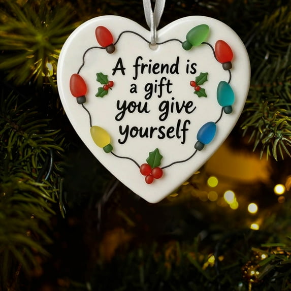 Fwttom Heart-Shaped Sea Glass Friendship Ornaments for Women Friends - Acrylic Best Friend Gifts 2D Hanging Ornaments, Timeless Friendship Gifts for Birthday, Christmas, Thanksgiving, Holiday