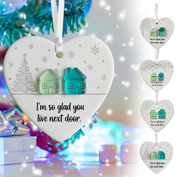 Fwttom Heart-Shaped Sea Glass Ornaments for Neighbor - Acrylic Gifts 2D Hanging Ornaments, Timeless Friendly Gifts for Birthday, Christmas, Thanksgiving, Holiday
