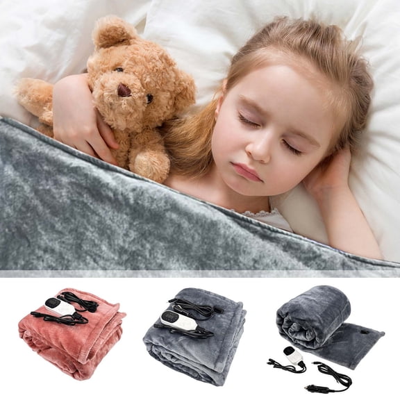 Fwttom Heated Blanket, Washable USB Electric Blanket with 9 Fast Heating Modes & Auto Off Overheat Protection, Flannel Heated Throw Blanket for Couch Travel Office