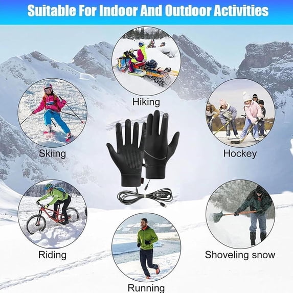 Fwttom Heated Gloves for Men & Women, Unisex Waterproof USB Winter Hand Warmers Gloves, Touchscreen Hand Warmers Rechargeable for Driving Cycling Hunting Hiking