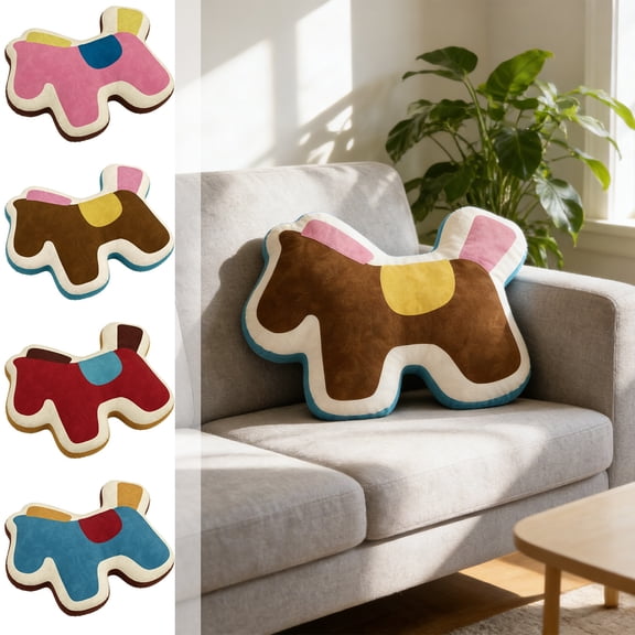 Fwttom Horse Throw Pillows for Couch, Horse Shaped Plushies Toys Cushions, Decorative Pillows for Home Living Room, Sofa & Car Decor, Red