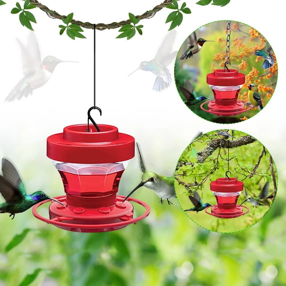 Fwttom Hummingbird Feeders for Outdoors, Hanging Bird Feeder for Outdoors Wild Hummingbird, Red