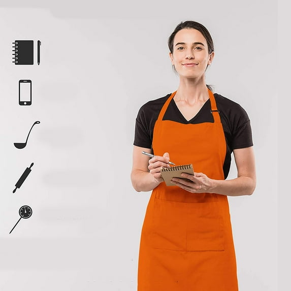 Fwttom Kitchen Apron - Waterproof Adjustable Bib with Pockets for Men Women, Chef Aprons for Cooking Gardening Painting Baking Restaurant