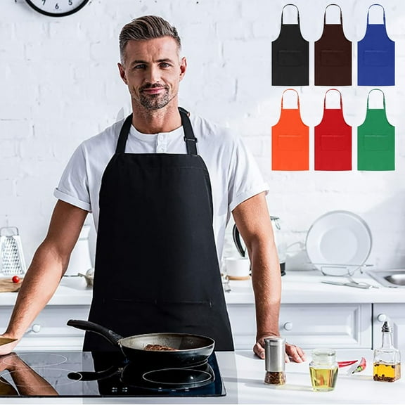 Fwttom Kitchen Apron - Waterproof Adjustable Bib with Pockets for Men Women, Chef Aprons for Cooking Gardening Painting Baking Restaurant
