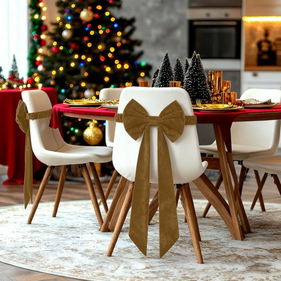 Fwttom 2 Pcs Large Velvet Bows Chair Cover Decoration - Christmas Bows Decor Party Birthday Decoration Indoor