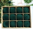 thumbnail image 1 of Fwttom Luxury Flocked Christmas Ball Ornaments Set of 12 - Elegant Shatterproof Holiday Xmas Tree Decorations Soft Velvet Finish for Indoor Home and Party Festive Decor, 2" Green, 1 of 9
