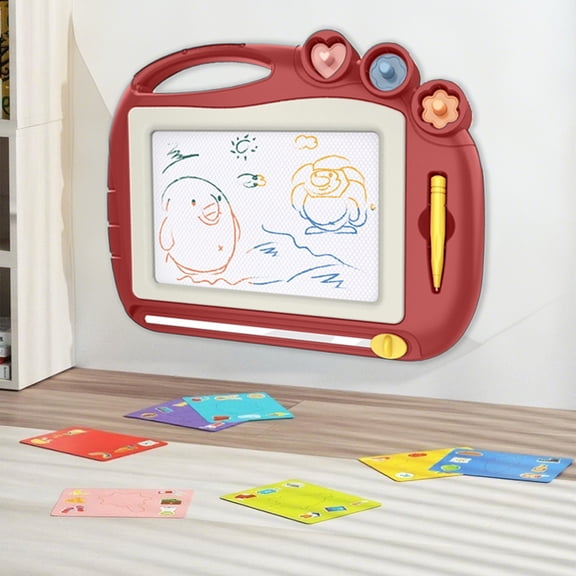 Fwttom Magnetic Drawing Board for Kids, Double-Sided Erasable Doodle Board with Sliding Eraser, Safe Toddler Toys Colored Plastics Drawing Board for Toddlers 1-3