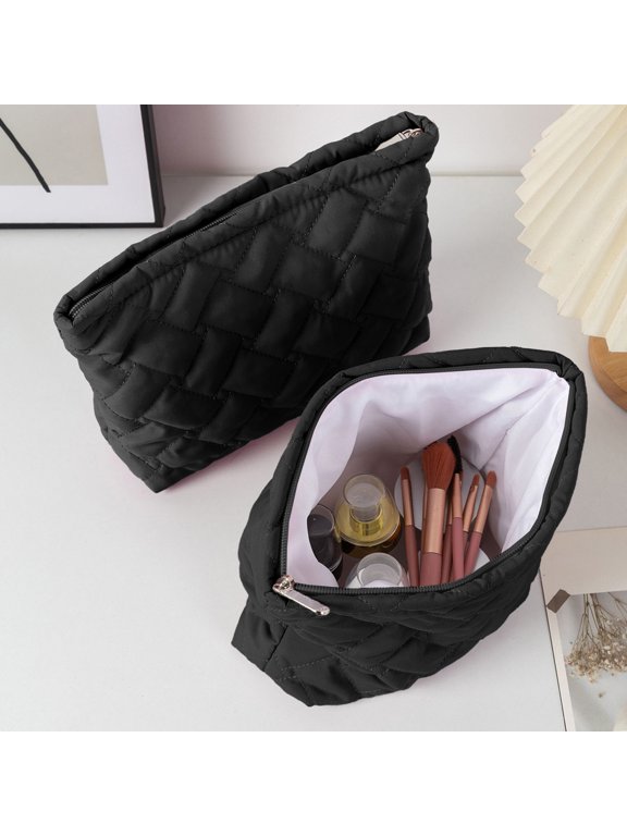 Makeup Bag, Travel Toiletry Bag Make Up Pouch, Portable Large-capacity Cosmetic Storage Organizer for Women Travel Essentials, Black