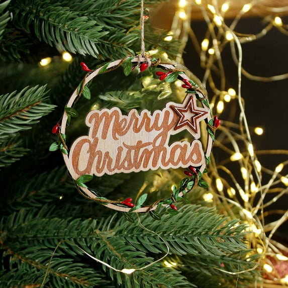 Fwttom Merry Christmas Signs, Colorful Doorplates Merry Christmas Wooden Letter Hangings, Hangings Christmas Ornaments for Christmas Tree Decorations & Window Decor