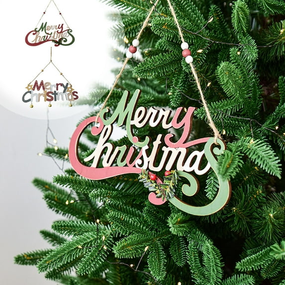 Fwttom Merry Christmas Signs, Colorful Doorplates Merry Christmas Wooden Letter Hangings, Hangings Christmas Ornaments for Christmas Tree Decorations & Window Decor