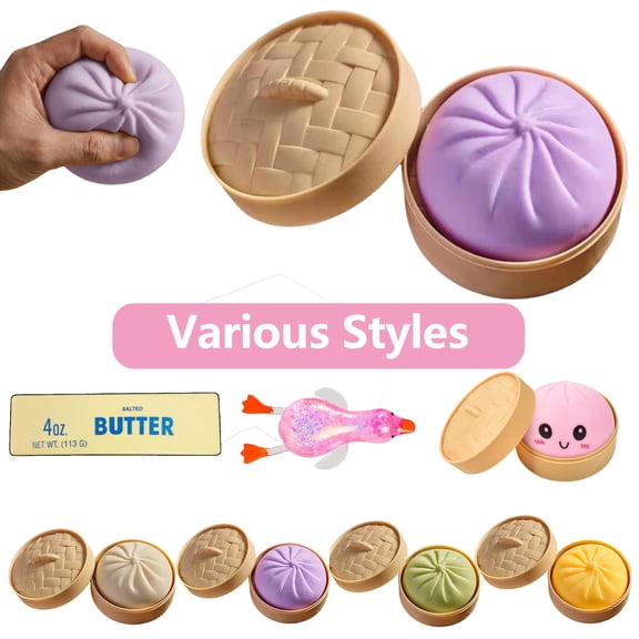 Fwttom Mystery Dumpling Squishies Squeeze Toys Silica Gel Satisfying Stress Relief Squishies Fidget Toys for Everyone, 1.77"