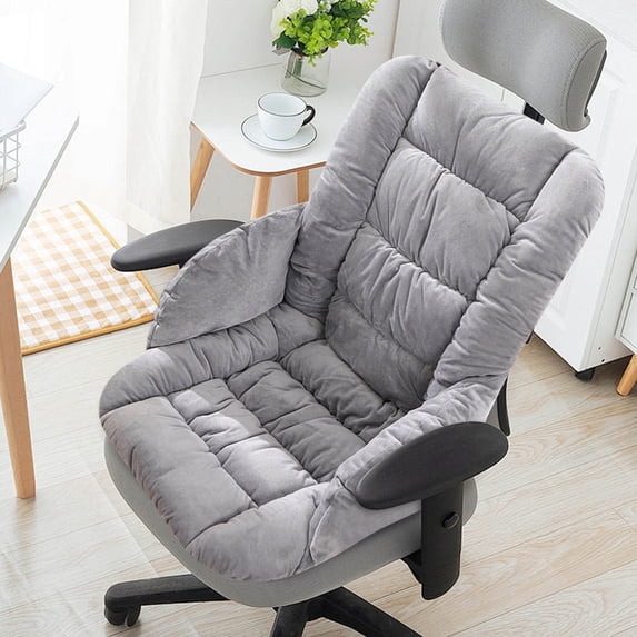 Fwttom Office Chair Cushion, Home Extra Thick Seat Cushion with Arms & Back Support, Cozy Solid Color Car Seat Cushion for Winter Insulation Lumbar Back Support