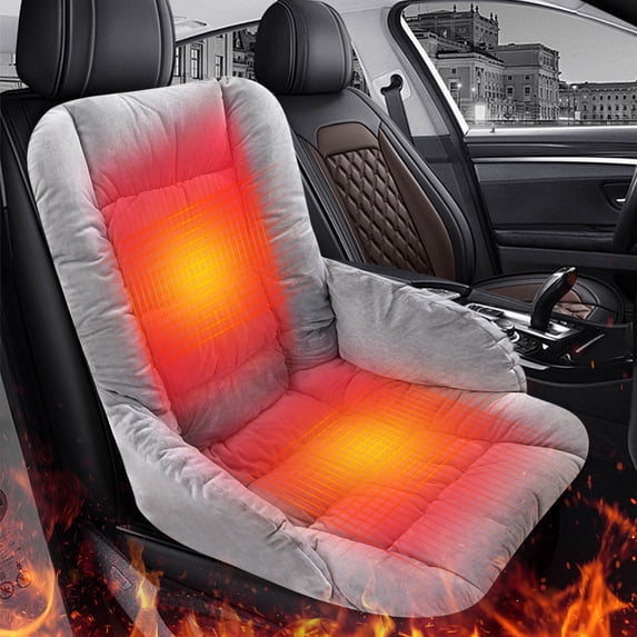 Fwttom Office Chair Cushion, Winter Heating Seat Cushion Integrated with Arms & Back Support, Cozy Solid Color Car Seat Cushion for Winter Insulation Lumbar Back Support