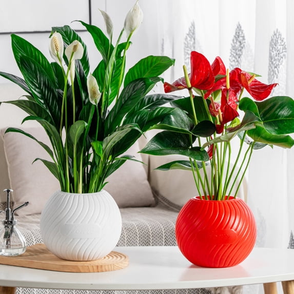 Fwttom Plant Pots, Plastic Self Watering Pots for Indoor Plants, Planter Container for Windowsill Balcony Home Decoration, Red