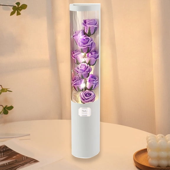 Fwttom Preserved Roses Box with Light Valentines Day Decoration Indoor Carefully Prepared Preserved Rose Gifts for Women