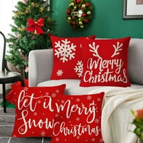 Fwttom Red Christmas Pillow Covers 18 x 18 Inches, Christmas Throw Pillow Covers with Snowflake Pattern, Decorative Christmas Pillow Cases for Winter Holiday Home