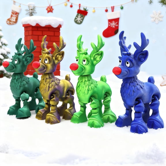 Fwttom Reindeer Christmas Decor - Reindeer Statues Tabletop Decoration, Christmas Decorations Xmas Reindeer Toyss Holiday Gift for Kids