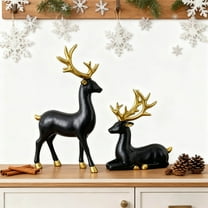 Fwttom Reindeer Christmas Decorations, 2 pcs Xmas Deer Exquisite Tabletop Home Decor, Reindeer Ornaments for Holiday Party Living Room Wine Cabinet Office Desk Decor