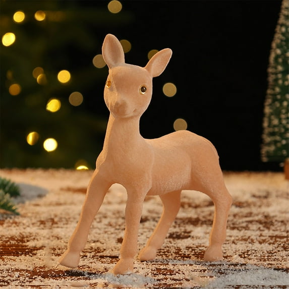 Fwttom Reindeer Christmas Decorations Indoor - Simulation Reindeer Desktop Small Figurine Christmas Deer Decor for Holiday Vacation Party