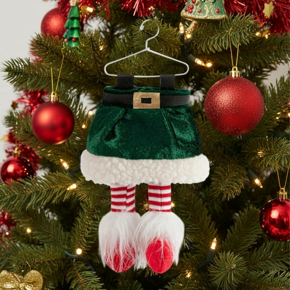 Fwttom Santa Claus Hanging Christmas Decorations, Christmas Tree Decorations Red And Green Legs Pendant, Xmas Ornaments for Holiday, Home Party Decorations