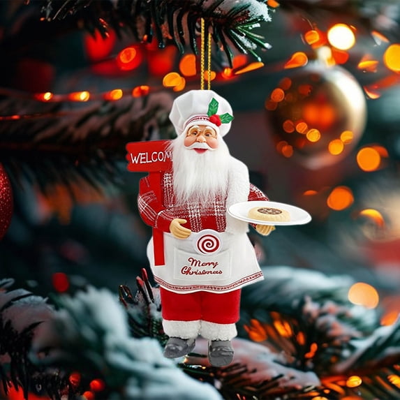 Fwttom Santa Claus Hanging Christmas Decorations, Domestic Santa Claus Acrylic Christmas Tree Decorations Pendant, Xmas Tree Ornaments Holiday, Home Party Decor