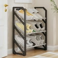 thumbnail image 1 of Fwttom Shoe Rack for Entryway, Assembly-Free Layered Shoe Rack, Shoe Organizer with 3 Tiers Metal Shelves, Shoe Rack for Closet Bedroom Entry Dorm Room, 1 of 8