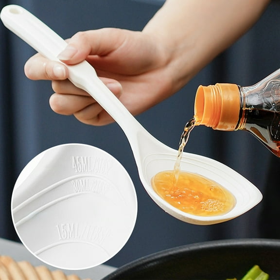 Fwttom Silicone Spatula, Multifunction Spatula Cooking Spoon with Scale Measuring, Nonstick Cooking Spoons for Kitchen Cookingware, Mixing & Scrape