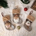 thumbnail image 1 of Fwttom Small Christmas Stockings, Personalized Christmas Stockings with Santa, Reindeer & Snowman Designs, Cute Cartoons Pattern Stockings Christmas Decorations for Xmas Holiday Party Decor, 1 of 7