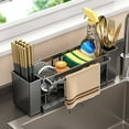 thumbnail image 1 of Fwttom Sponge Holder for Kitchen Sink, Washable Rustproof Sink Caddy Organizer Brush Sink Sponge with Auto Draining Tray, Hanging Rod, No Slip, 12.2", 1 of 9