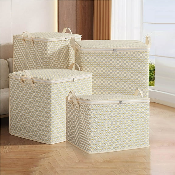 Fwttom Storage Bins with Lids, Double Zipper Stackable Storage Bins with Handles, Heavy Duty Storage Containers for Winter Clothes Quilt Packing & Home Wardrobe Sorting