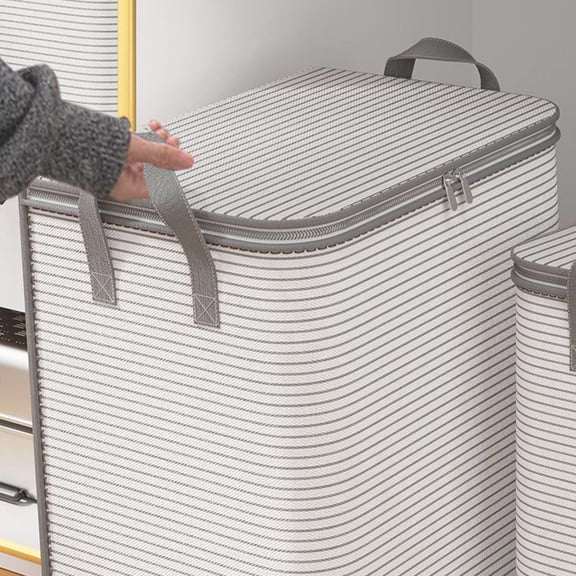 Fwttom Storage Bins with Lids, Extra Large Storage Containers with Reinforced Handles, Thickened Double Zipper Stackable Storage Bags for Clothes Quilt Blankets