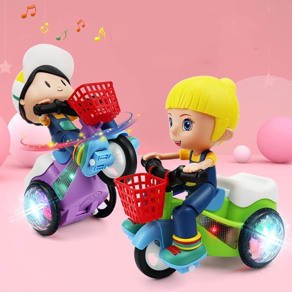 Motorcycle Toy - Electric Stunt Toy Car for Kids with Light & Music, Character Detachable, Gifts for Boys Girls
